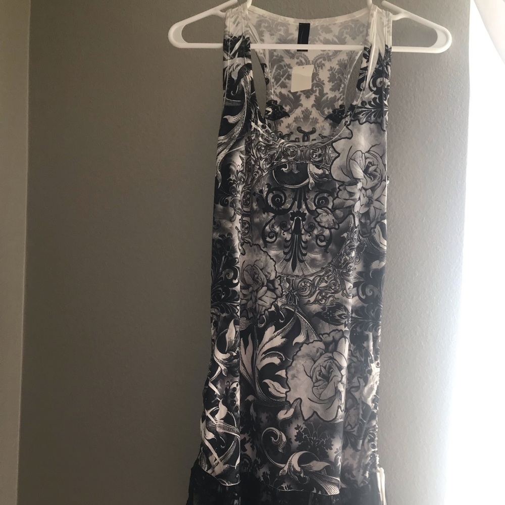 Black and white ruffle dress new